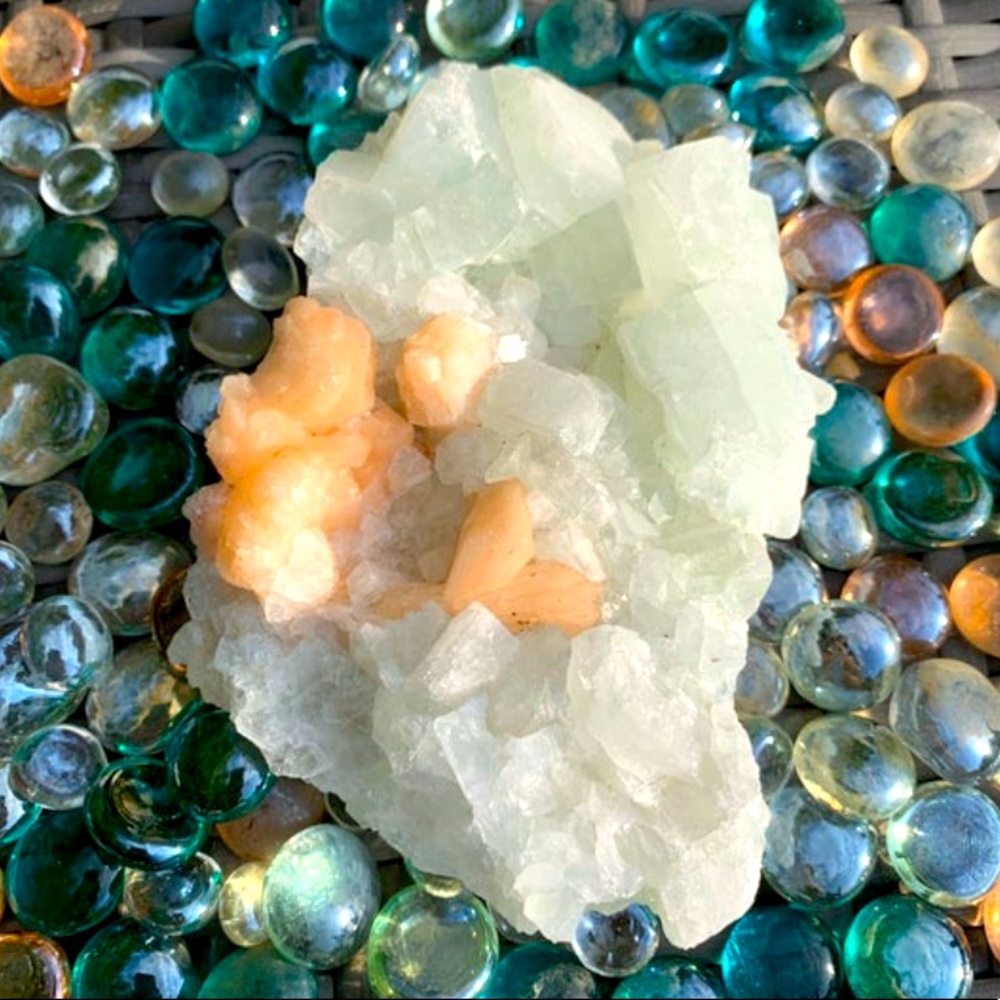 Light green Apophyllite w/ Stilbite Flower Garden